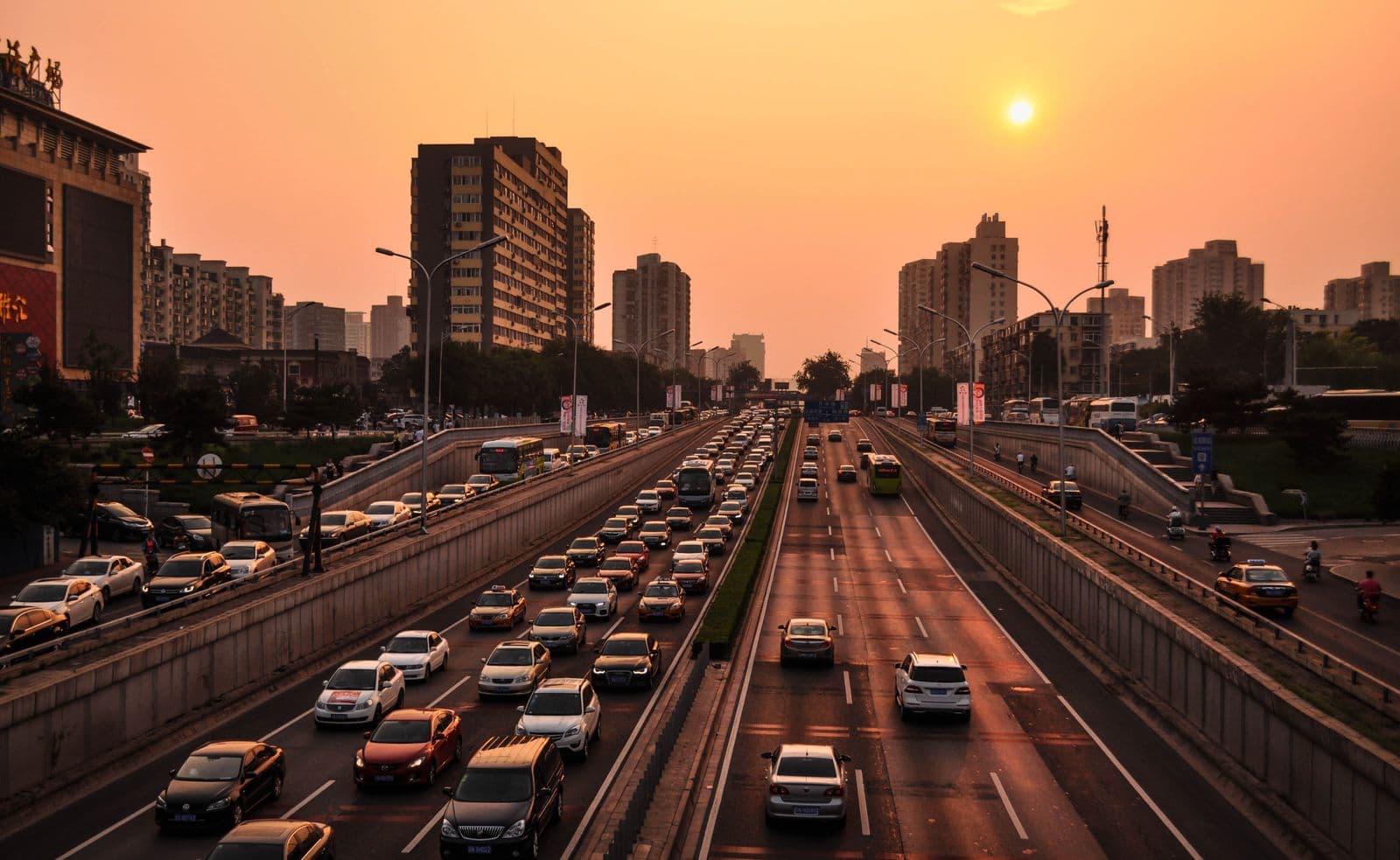 Traffic scene with object detection